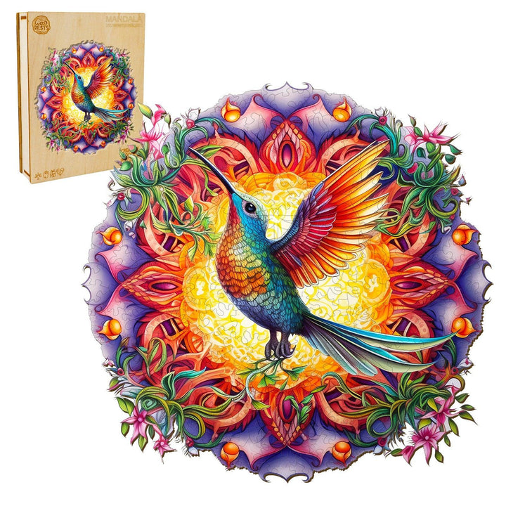 Mandala & Hummingbird Wooden Jigsaw Puzzle