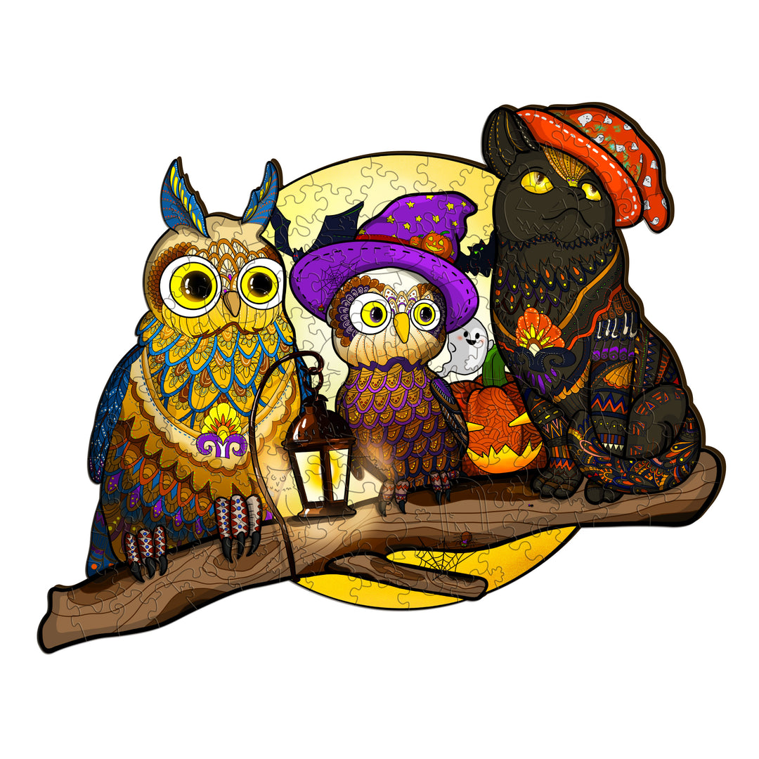 Halloween Owls Wooden Jigsaw Puzzle-Woodbests