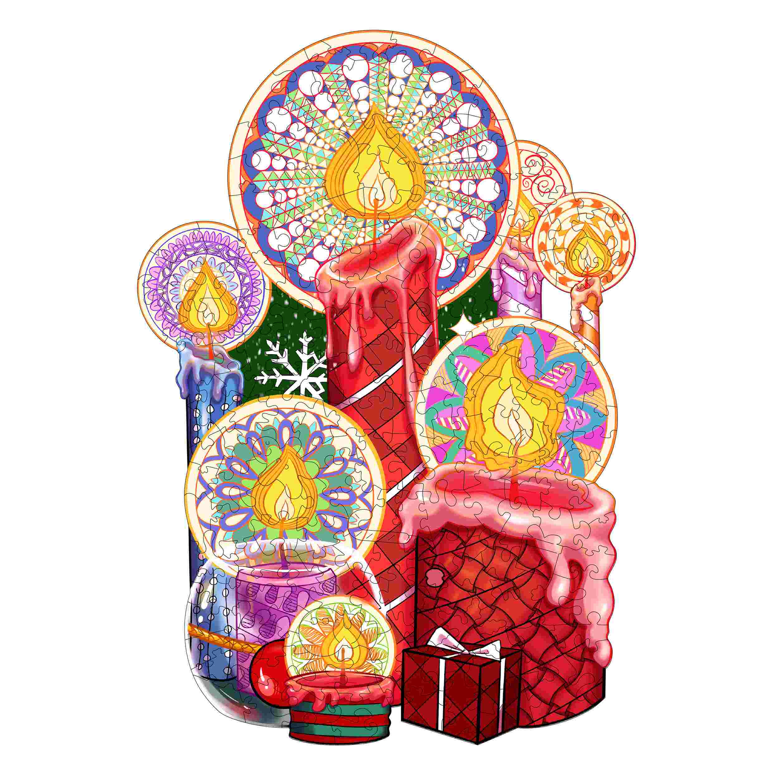 Pulsating Candle Colorful Fantasy Unique Shape Wooden Jigsaw Puzzle ...