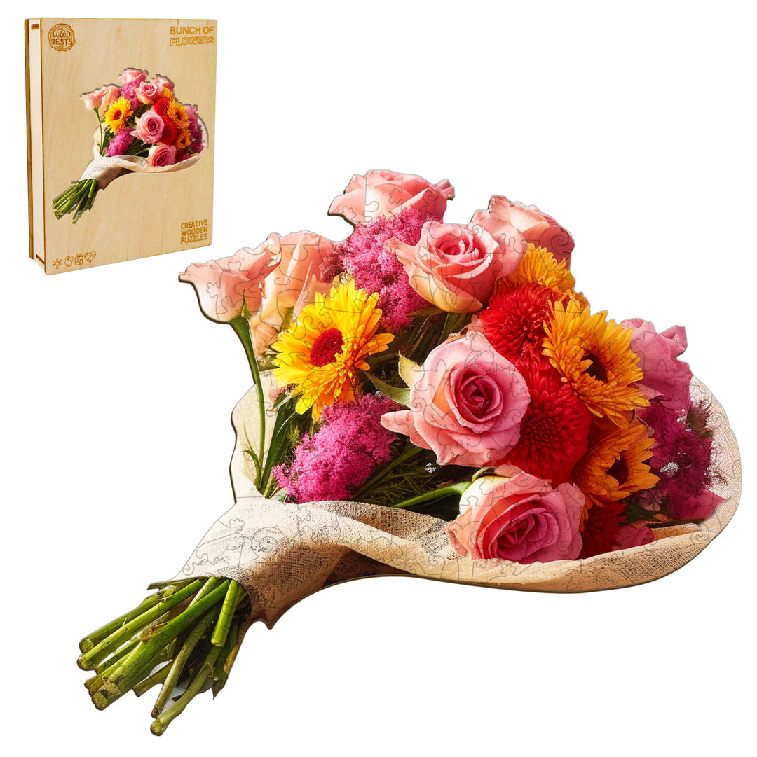 Flowers Bouquet Wooden Jigsaw Puzzle-Woodbests