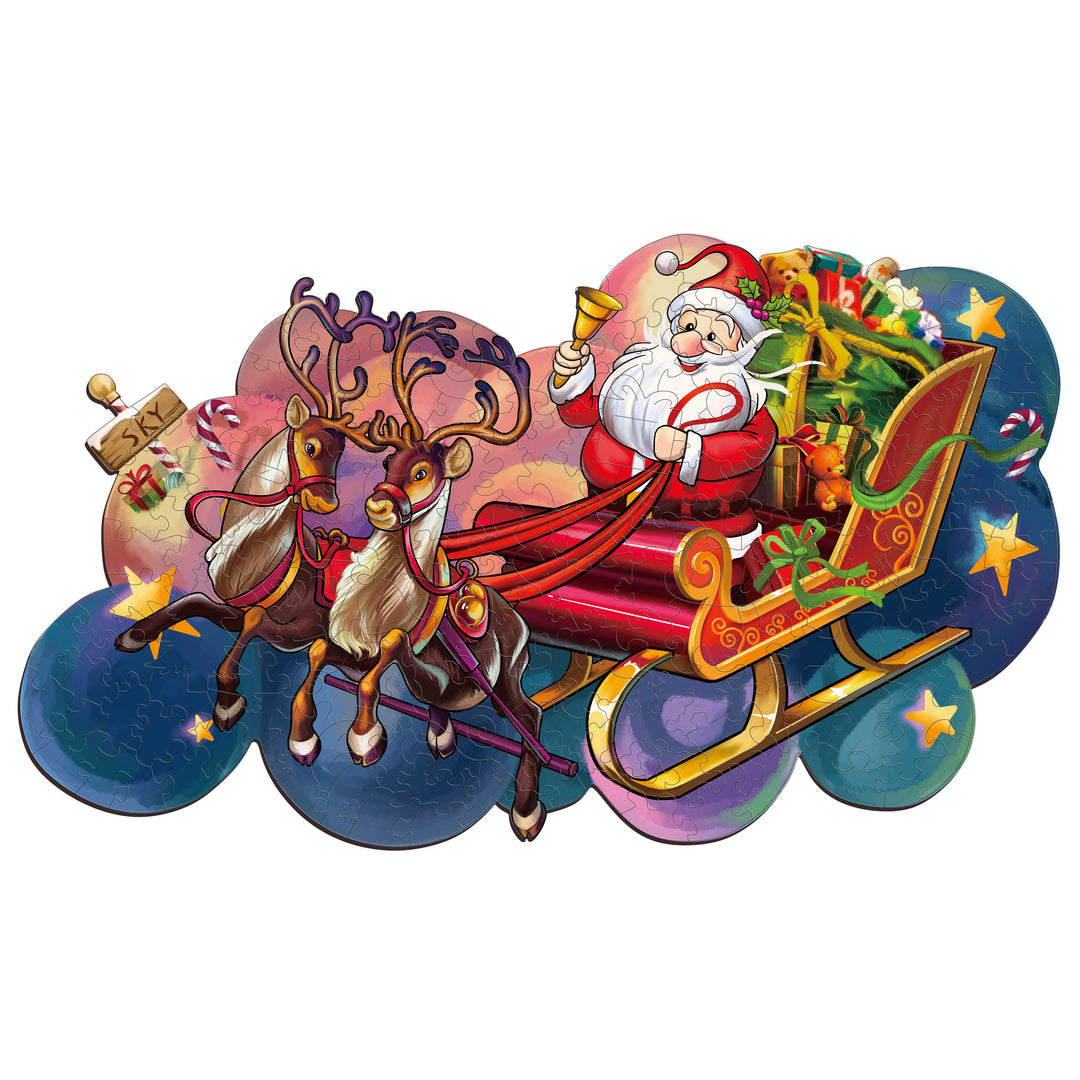 Santa Sleigh Wooden Jigsaw Puzzle - Woodbests