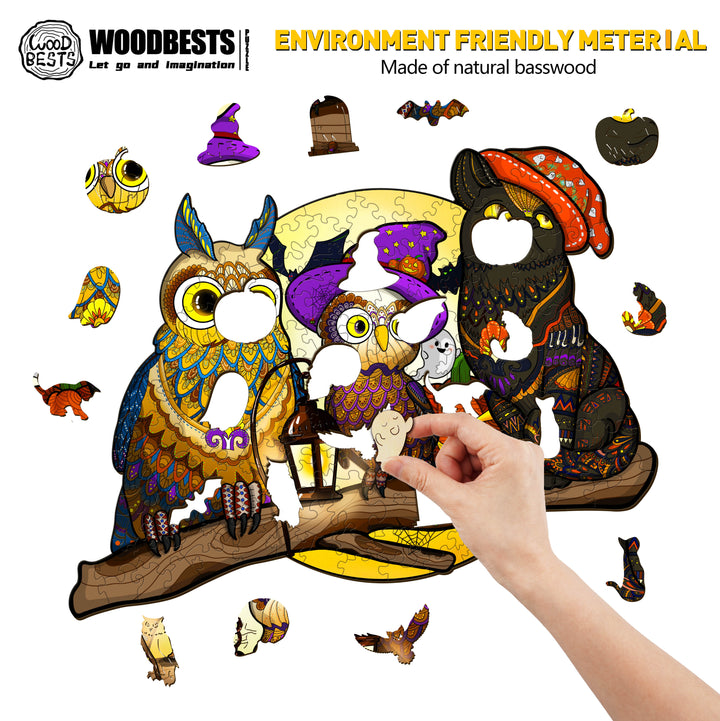 Halloween Owls Wooden Jigsaw Puzzle