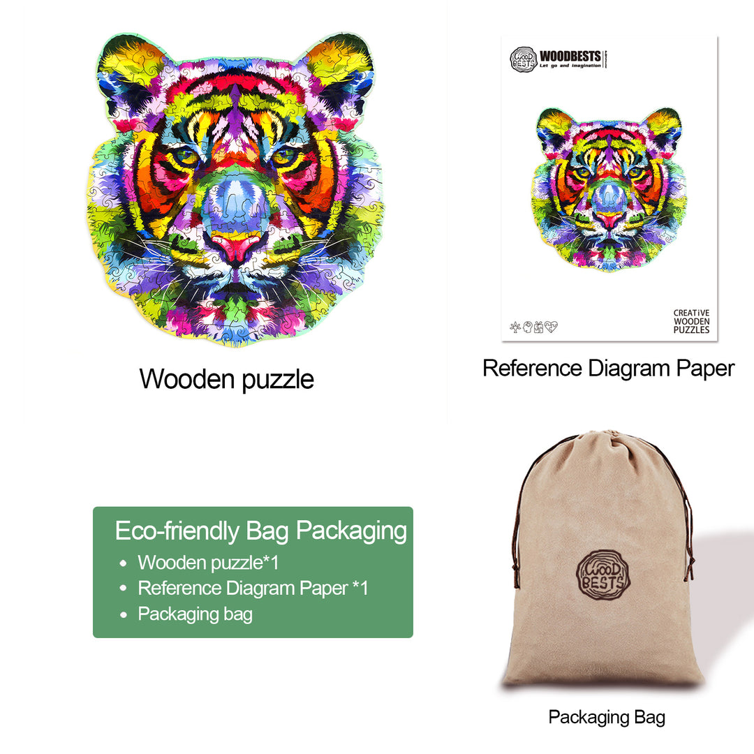 Colorful Tiger Wooden Jigsaw Puzzle - Woodbests