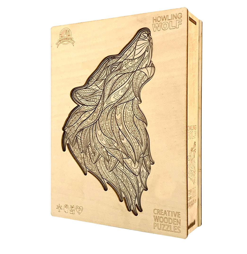 Howling Wolf Wooden Jigsaw Puzzle - Woodbests