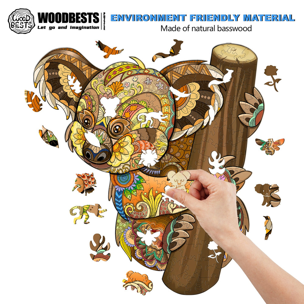 Cute Koala Wooden Jigsaw Puzzle-Woodbests