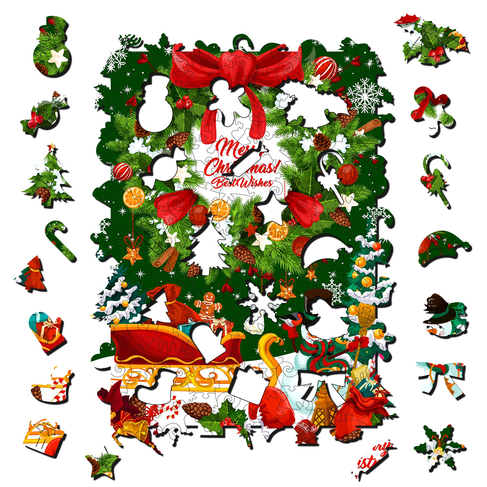 Merry Christmas Wooden Jigsaw Puzzle