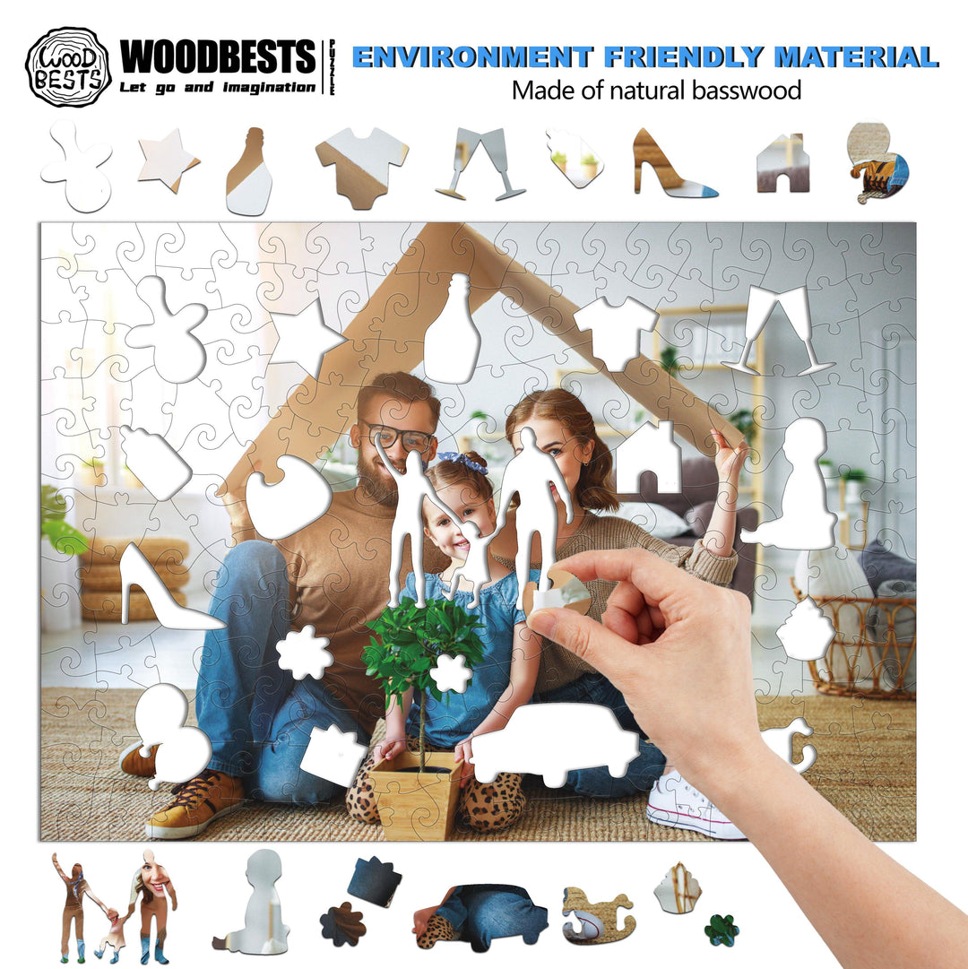 Personalized Family&Happiness Photo Wooden Puzzle - Woodbests