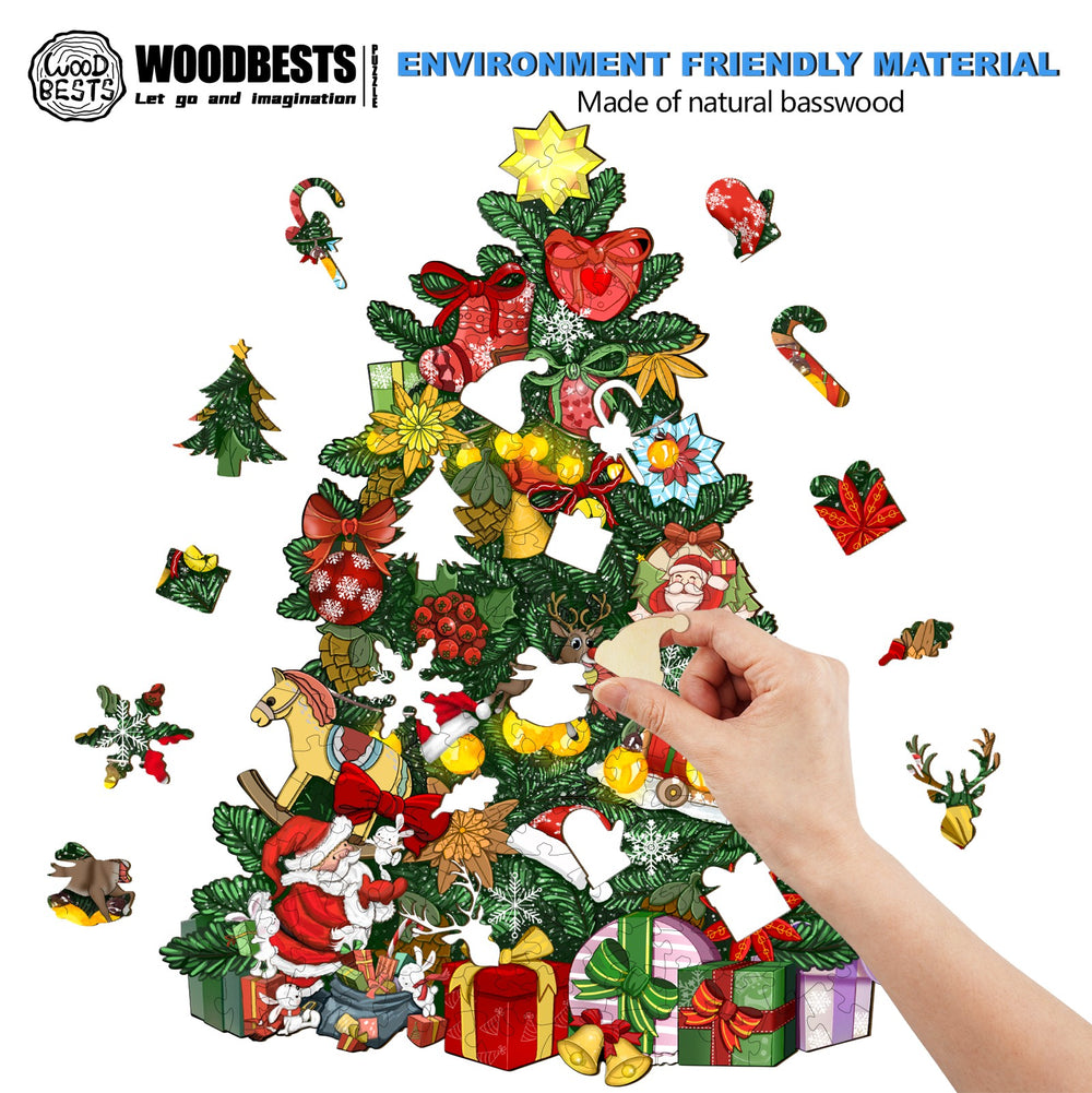 Christmas Tree Wooden Jigsaw Puzzle-Woodbests