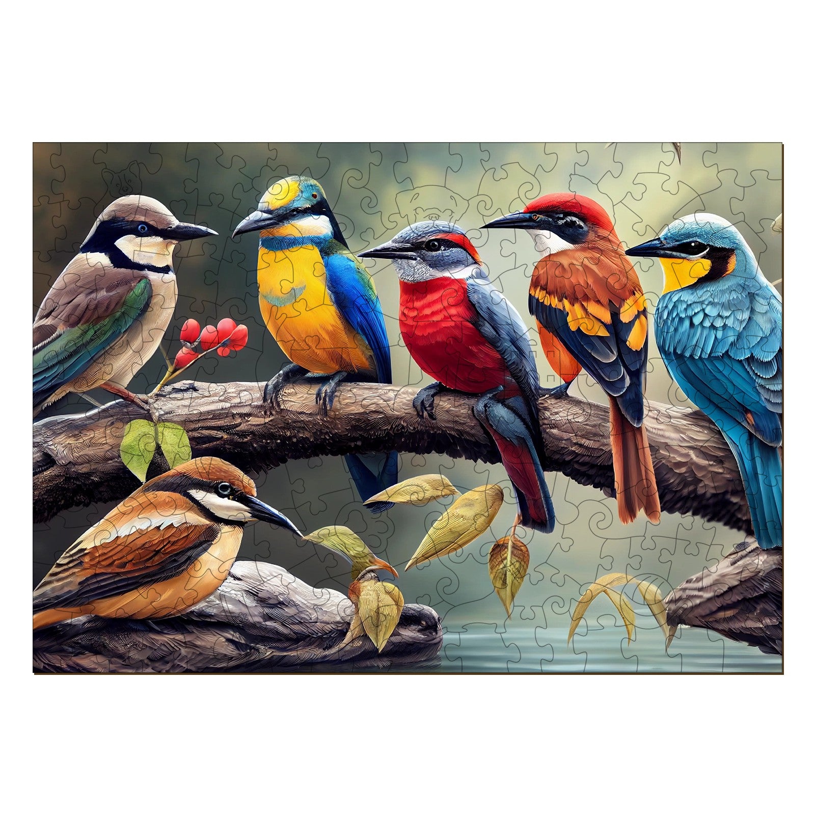 Colorful Birds Wooden Jigsaw Puzzle
