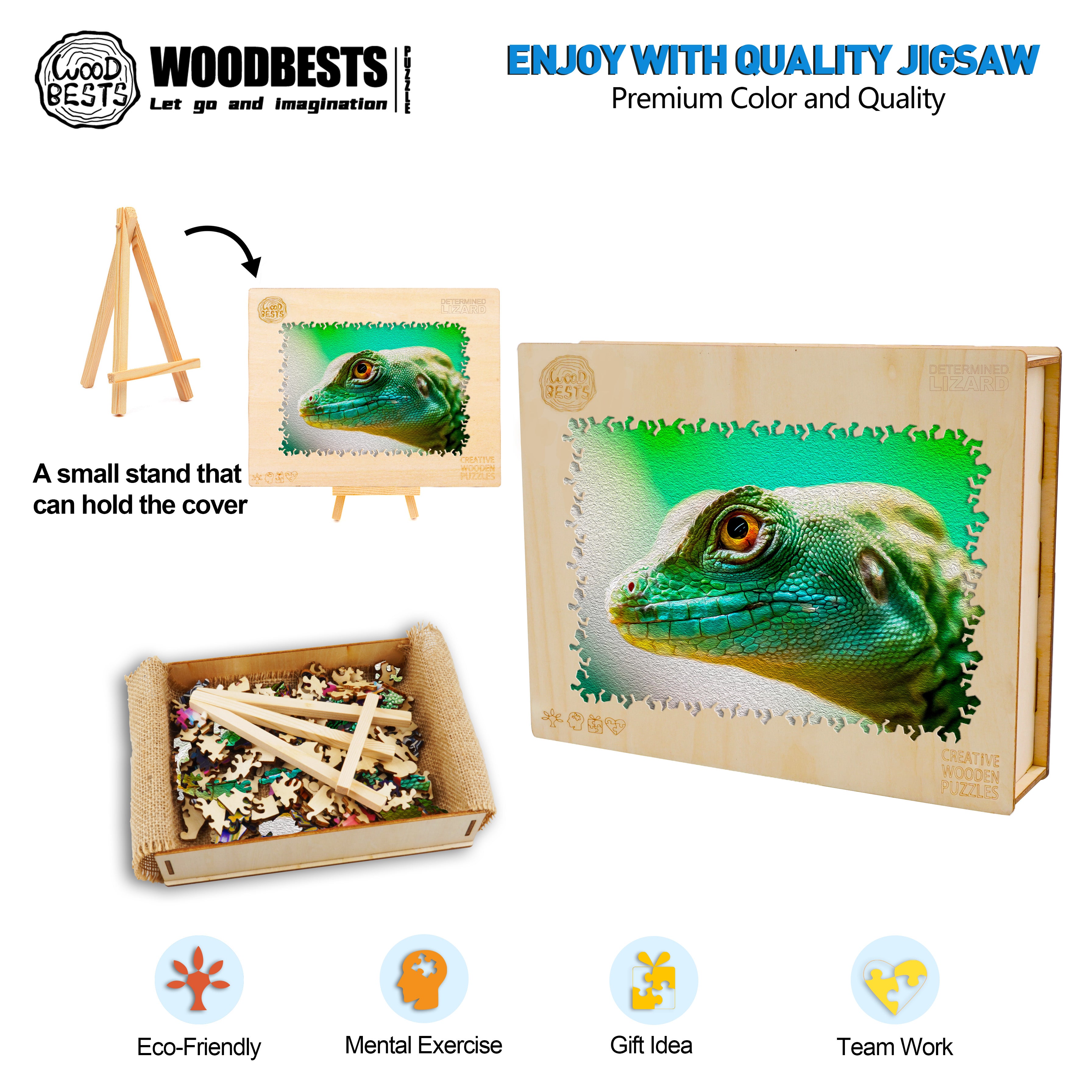 Determined Lizard Wooden Jigsaw Puzzle