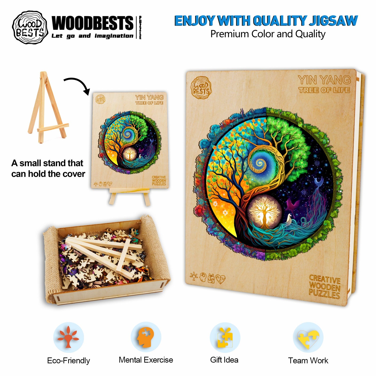 Yin Yang & Tree of Life - 2 Wooden Jigsaw Puzzle