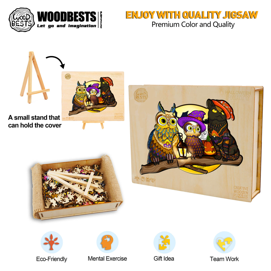 Halloween Owls Wooden Jigsaw Puzzle