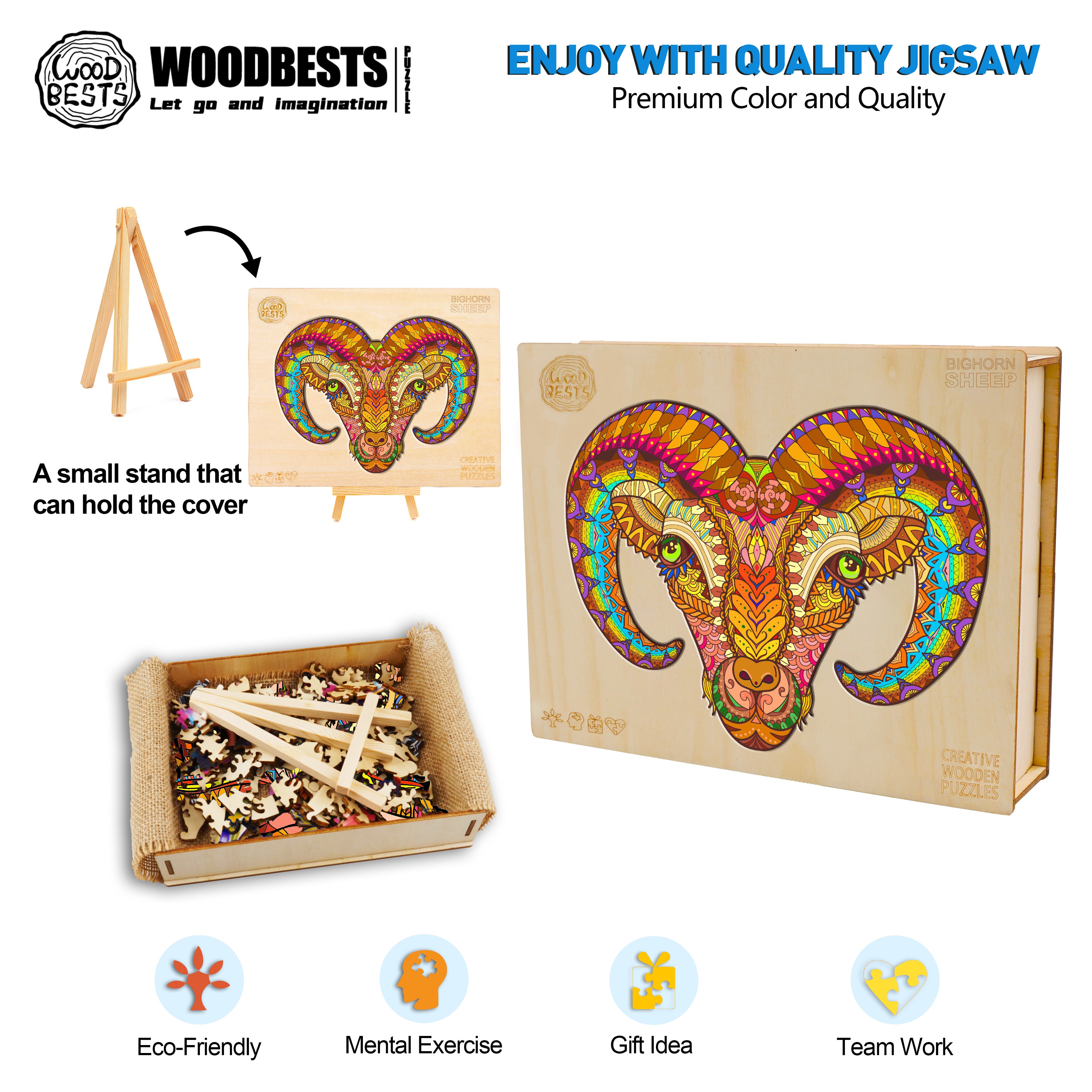 Bighorn Sheep Wooden Jigsaw Puzzle