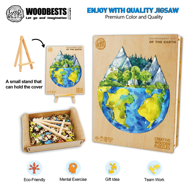"Only One Earth" Environmental Friendly Jigsaw Puzzle - Woodbests
