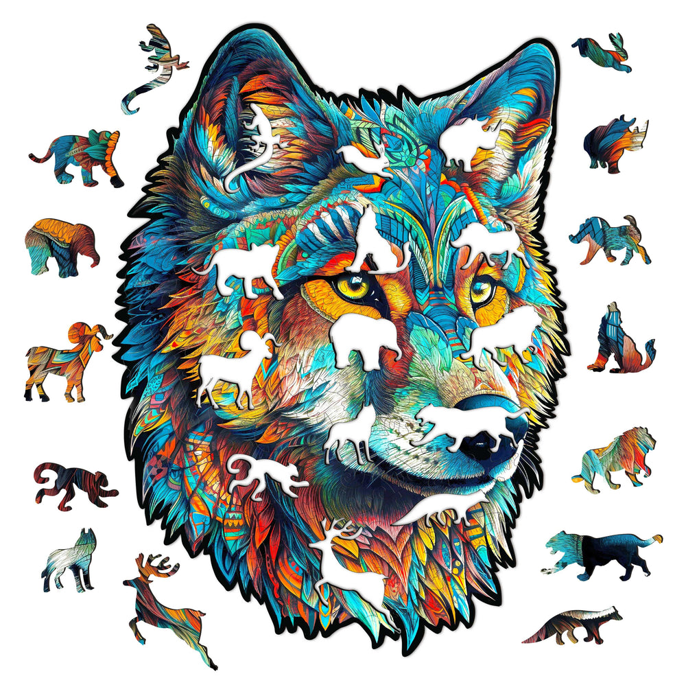 Fearless Wolf Wooden Jigsaw Puzzle-Woodbests