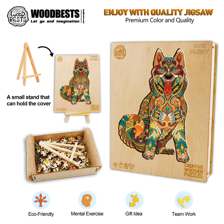 Cute Husky Wooden Jigsaw Puzzle