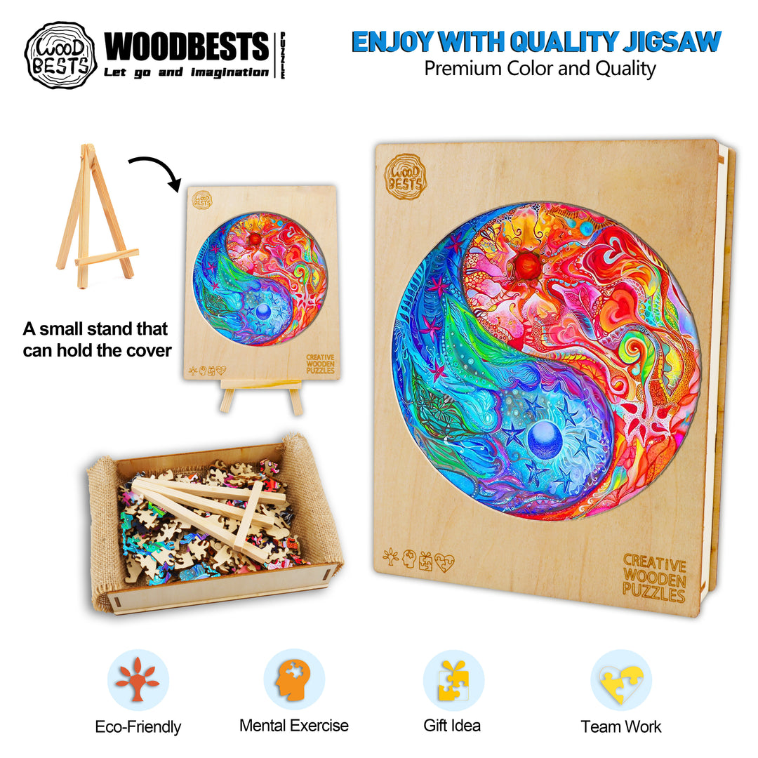 Yin Yang Mandala-2 Wooden Jigsaw Puzzle - Woodbests