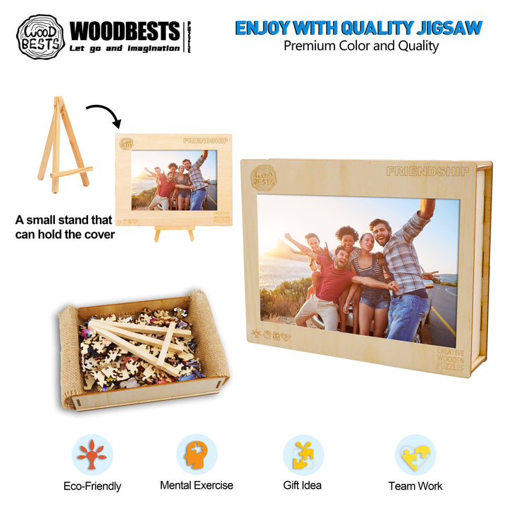 Personalized Friendship Photo Wooden Puzzle - Woodbests