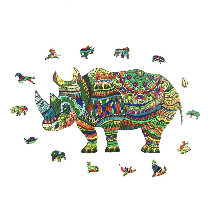 Watchful Rhino Wooden Jigsaw Puzzle
