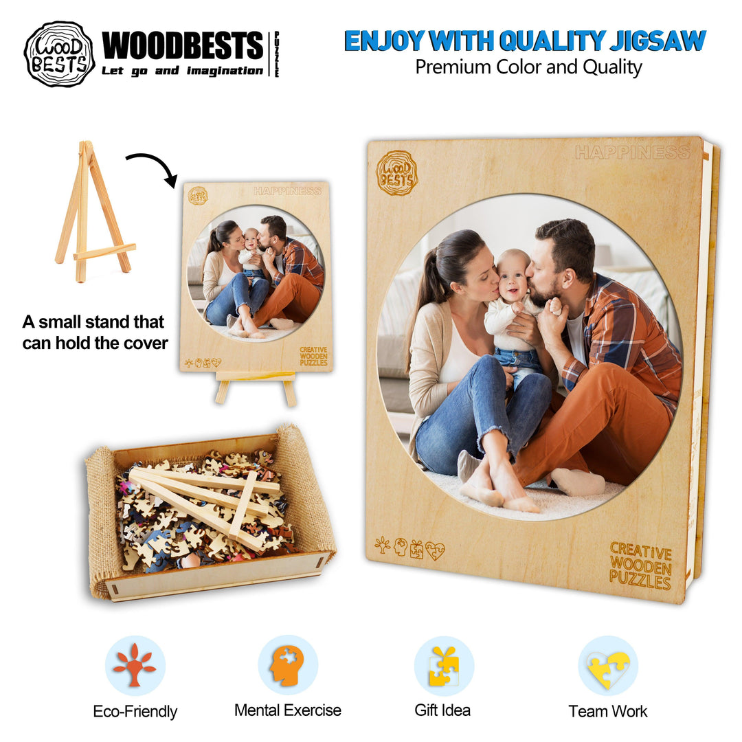 Família feliz - quebra-cabeças de madeira