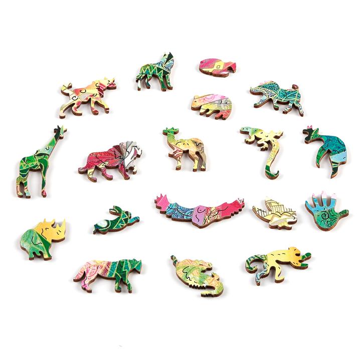 Coloured Elephant Wooden Jigsaw Puzzle - Woodbests