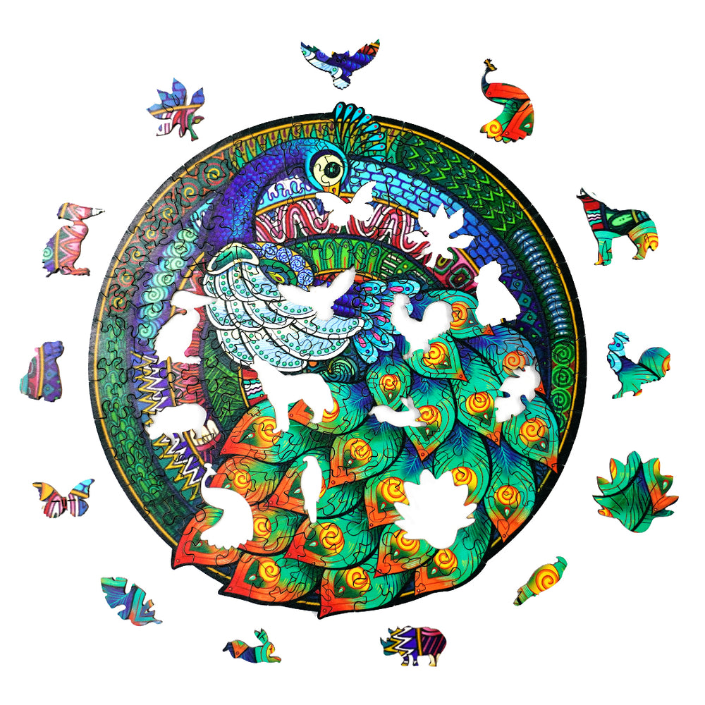 Elegant Peacock Wooden Jigsaw Puzzle - Woodbests