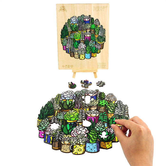 succulent plants puzzle Succulent Plant Unique Shape Fun Game Intellectual Wooden Jigsaw Puzzle –  Woodbests