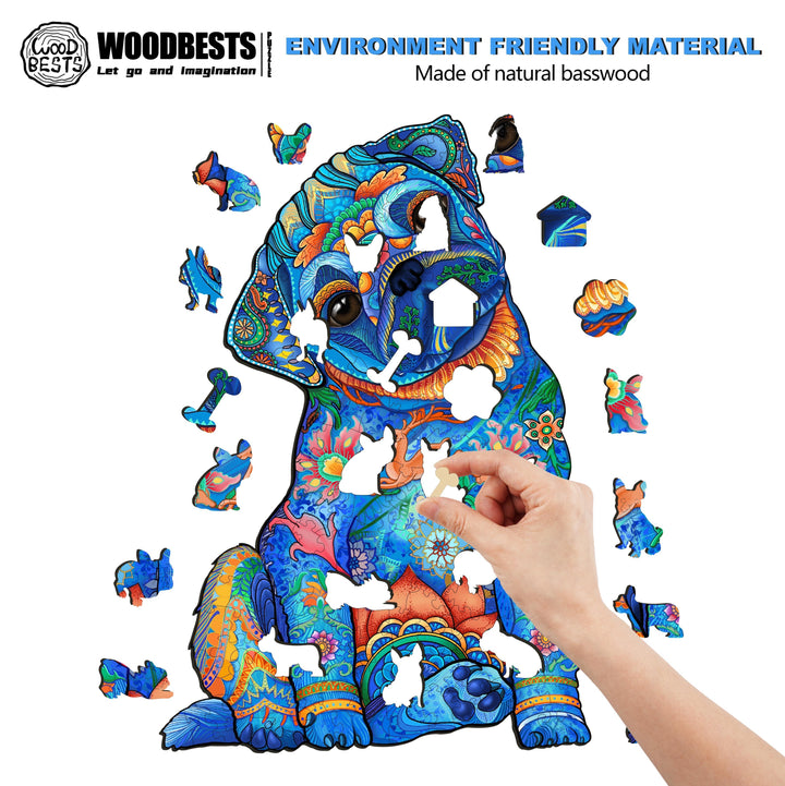 Cute Pug Wooden Jigsaw Puzzle - Woodbests