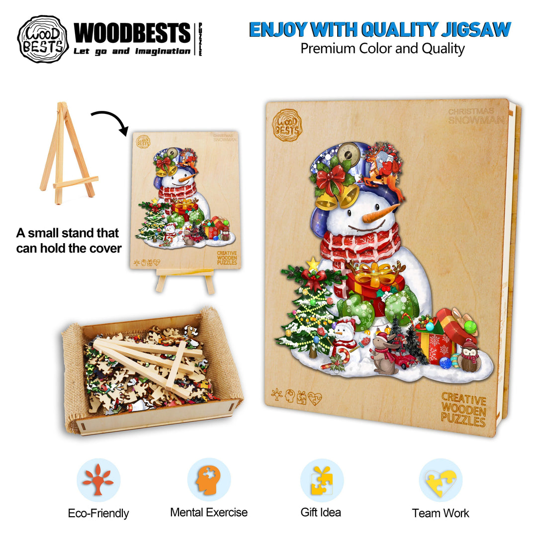 Christmas Snowman Wooden Jigsaw Puzzle