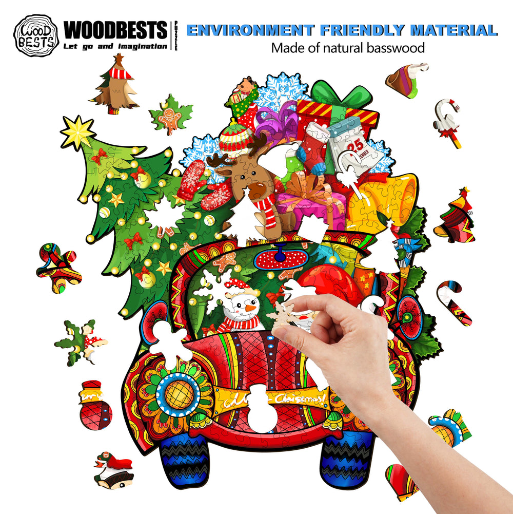 Christmas Car Wooden Jigsaw Puzzle-Woodbests