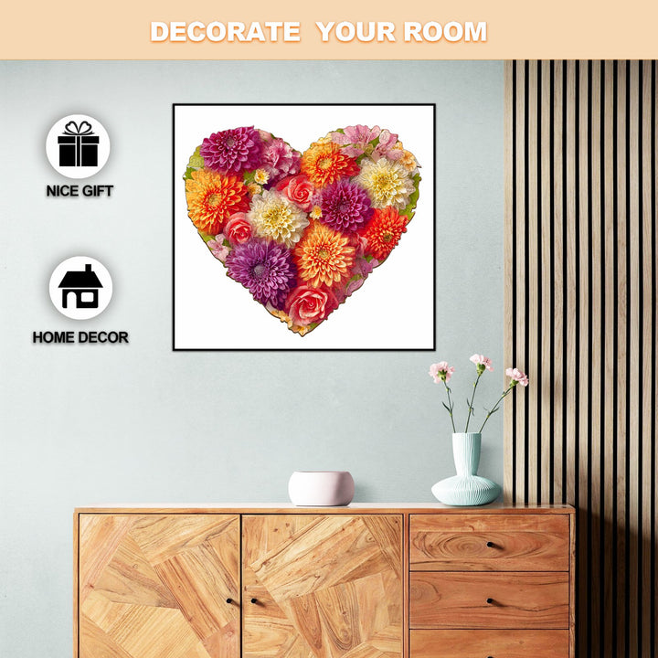 Flower Heart -2 Wooden Jigsaw Puzzle-Woodbests