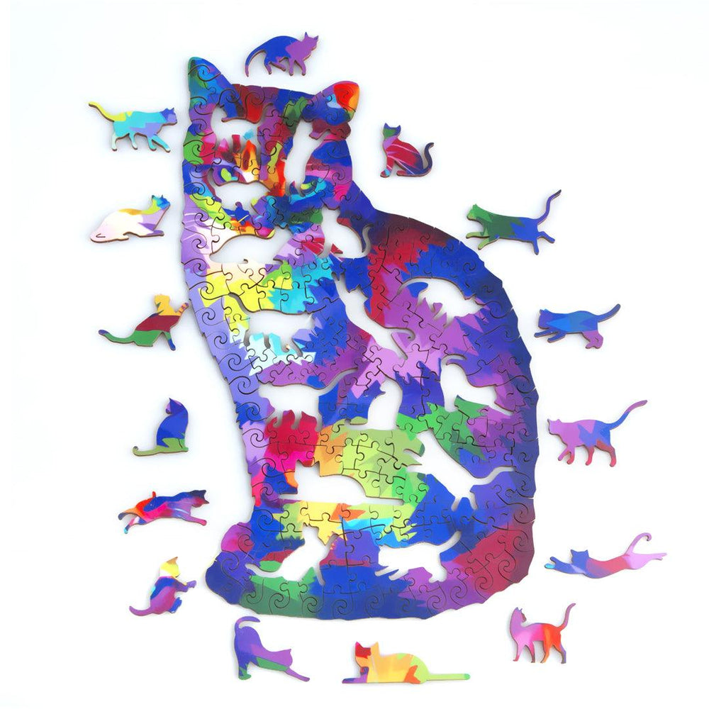 Rainbow Cat Wooden Jigsaw Puzzle - Woodbests