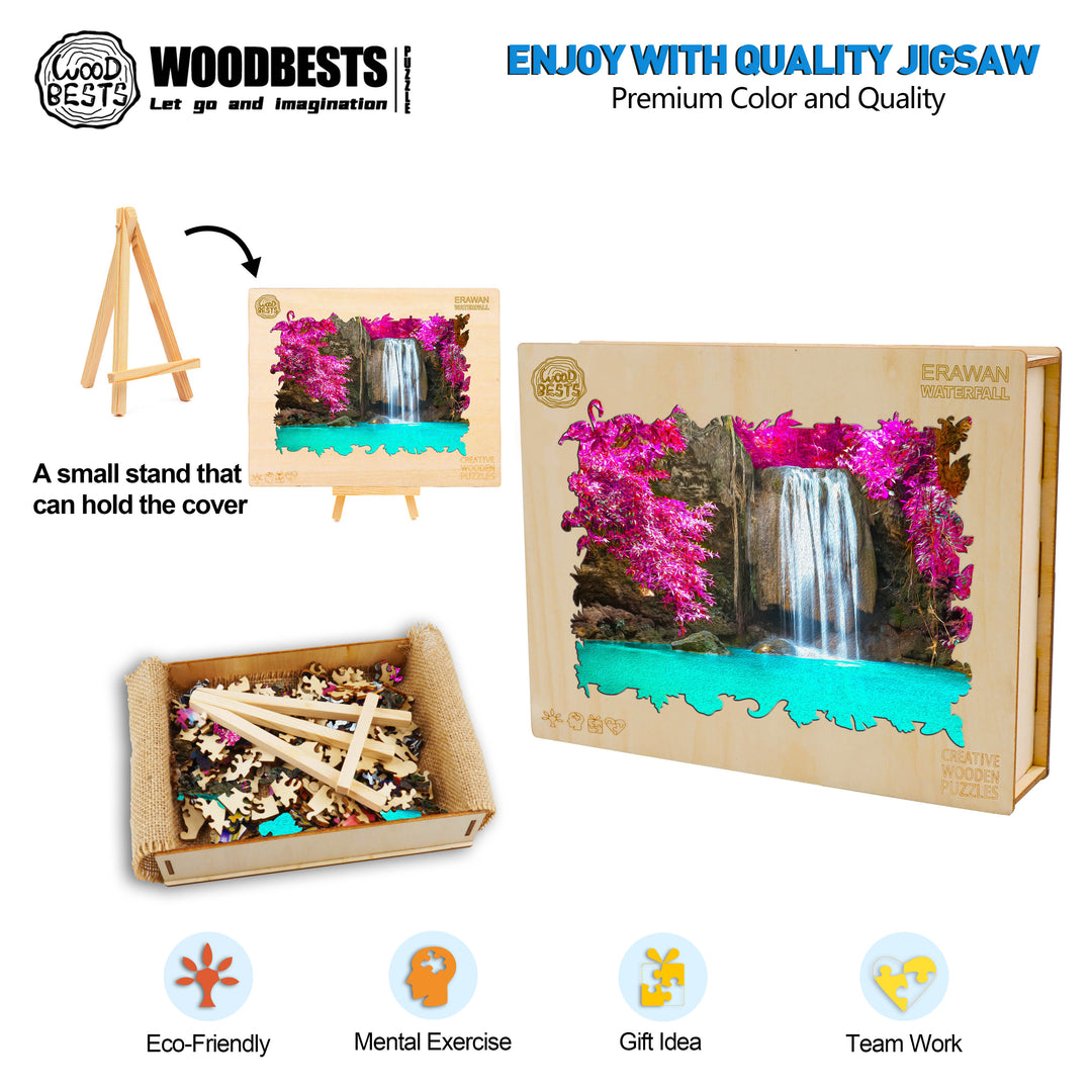 Erawan Waterfall Wooden Jigsaw Puzzle - Woodbests
