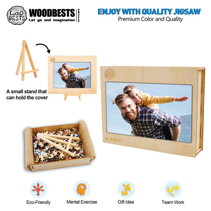 Father's Memory Parent-child Personalized Photo Puzzles - Woodbests