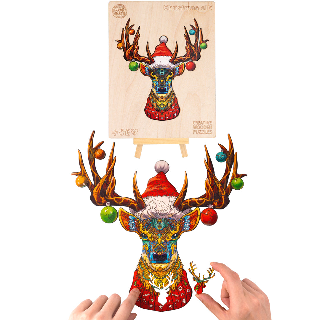 Christmas Elk Wooden Jigsaw Puzzle