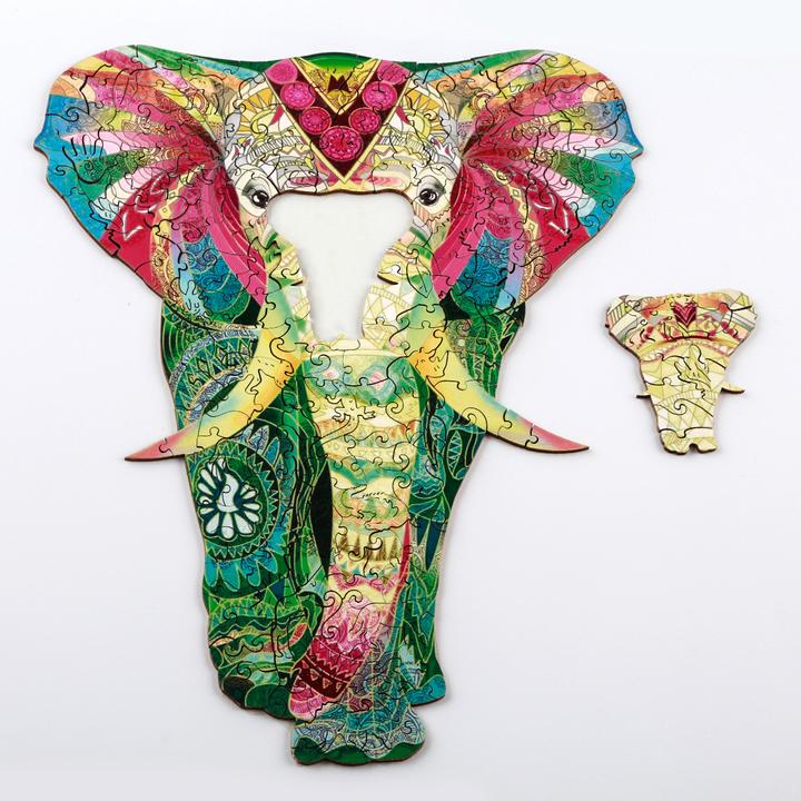 Coloured Elephant Wooden Jigsaw Puzzle - Woodbests