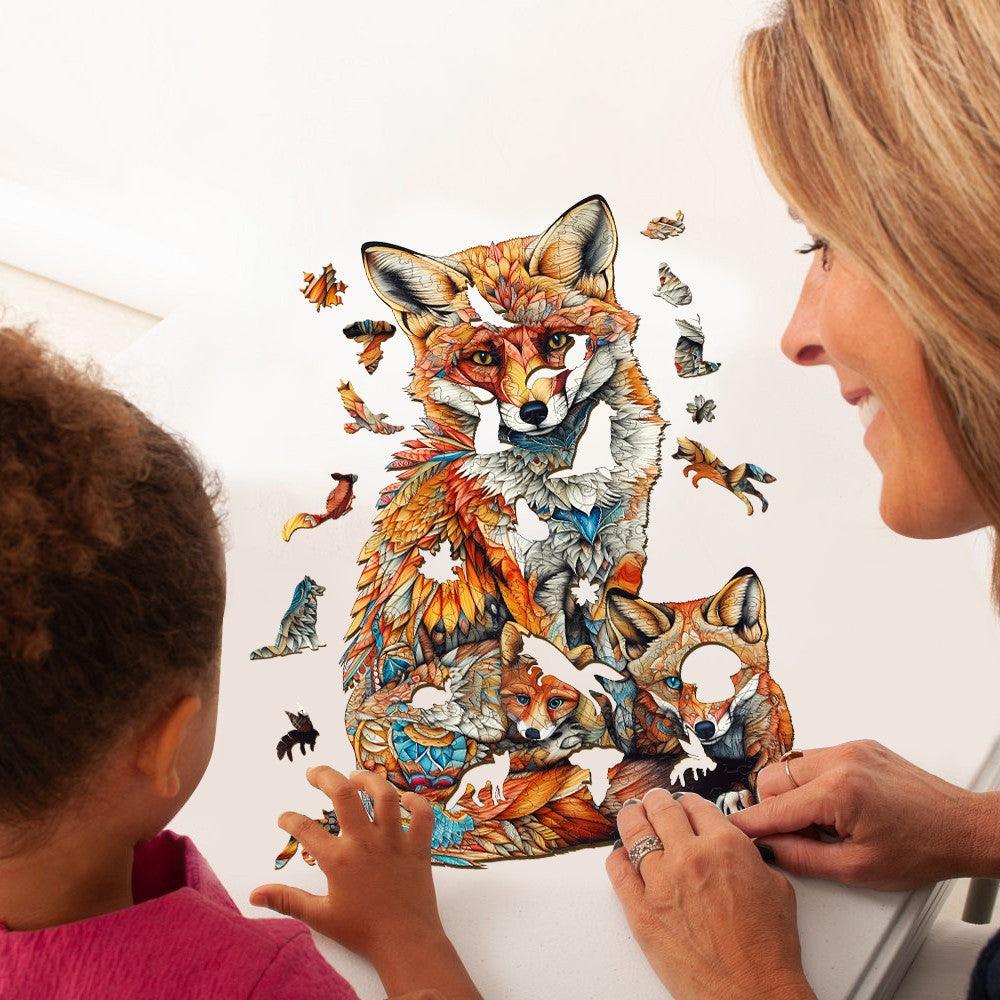 Fox Family Wooden Jigsaw Puzzle-Woodbests