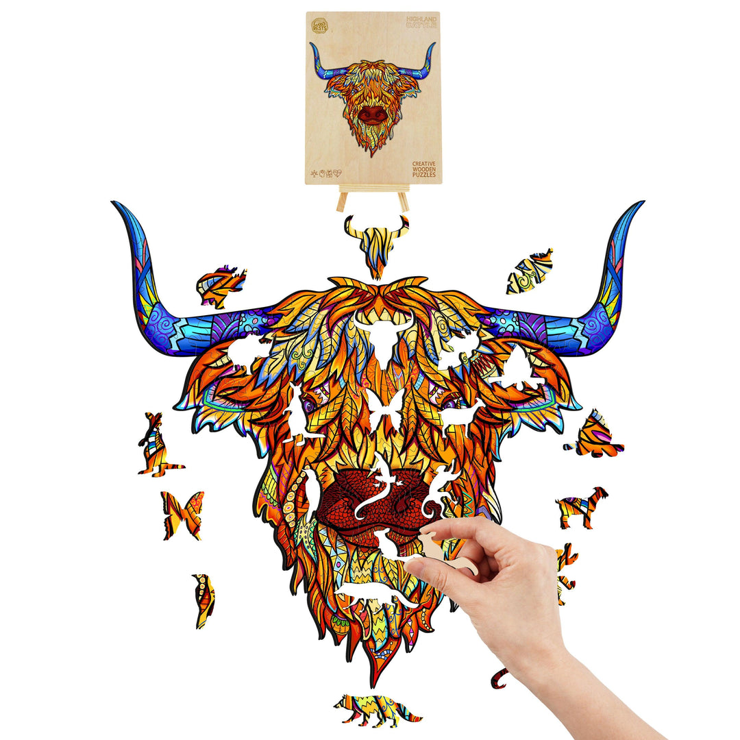 Highland Cattle Wooden Jigsaw Puzzle
