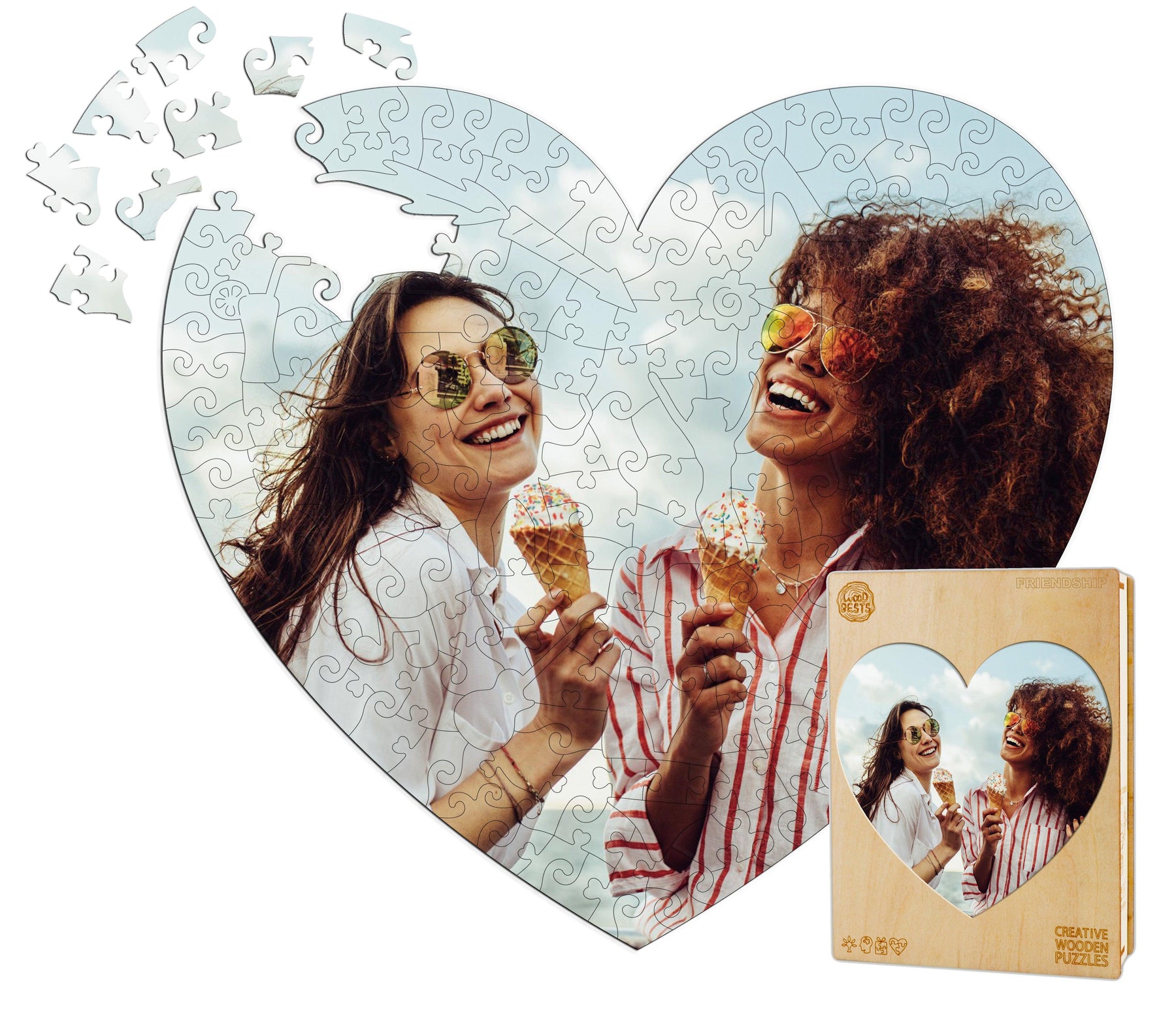 Personalized Friendship Puzzle Heart Shaped Custom Photo Gift Wooden ...