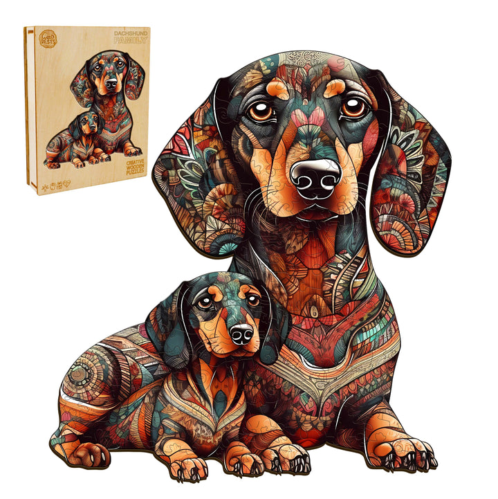 Dachshund Family - 2 Wooden Jigsaw Puzzle
