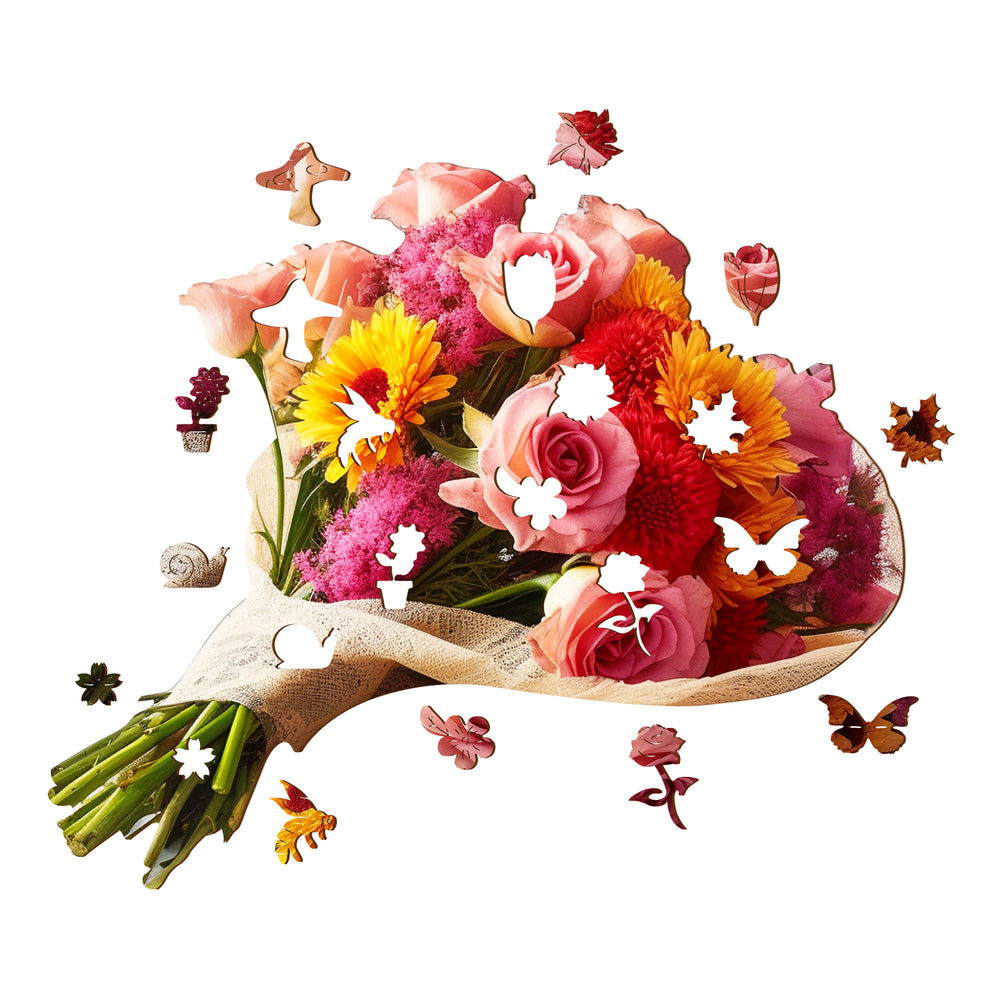 Flowers Bouquet Wooden Jigsaw Puzzle-Woodbests