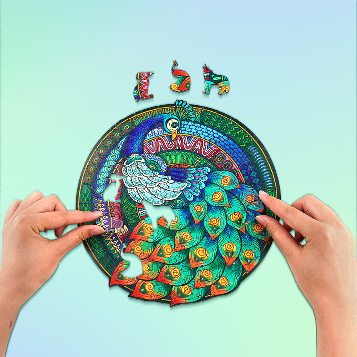 Elegant Peacock Wooden Jigsaw Puzzle