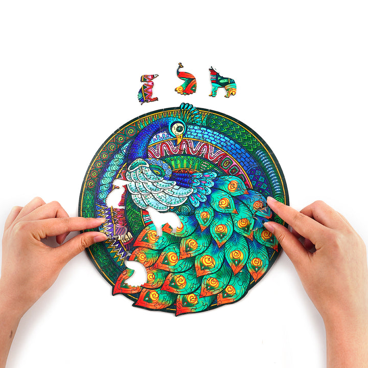 Elegant Peacock Wooden Jigsaw Puzzle