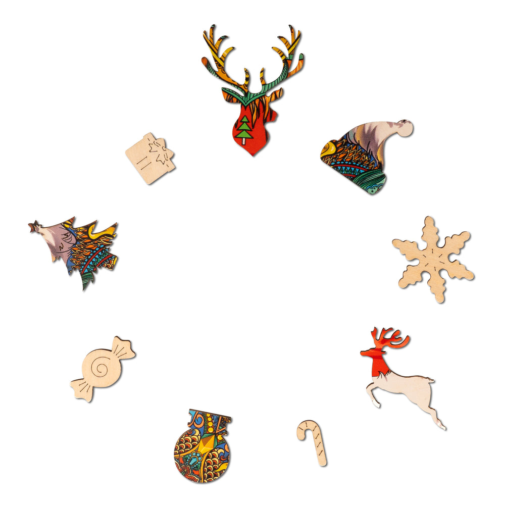 Christmas Elk Wooden Jigsaw Puzzle - Woodbests