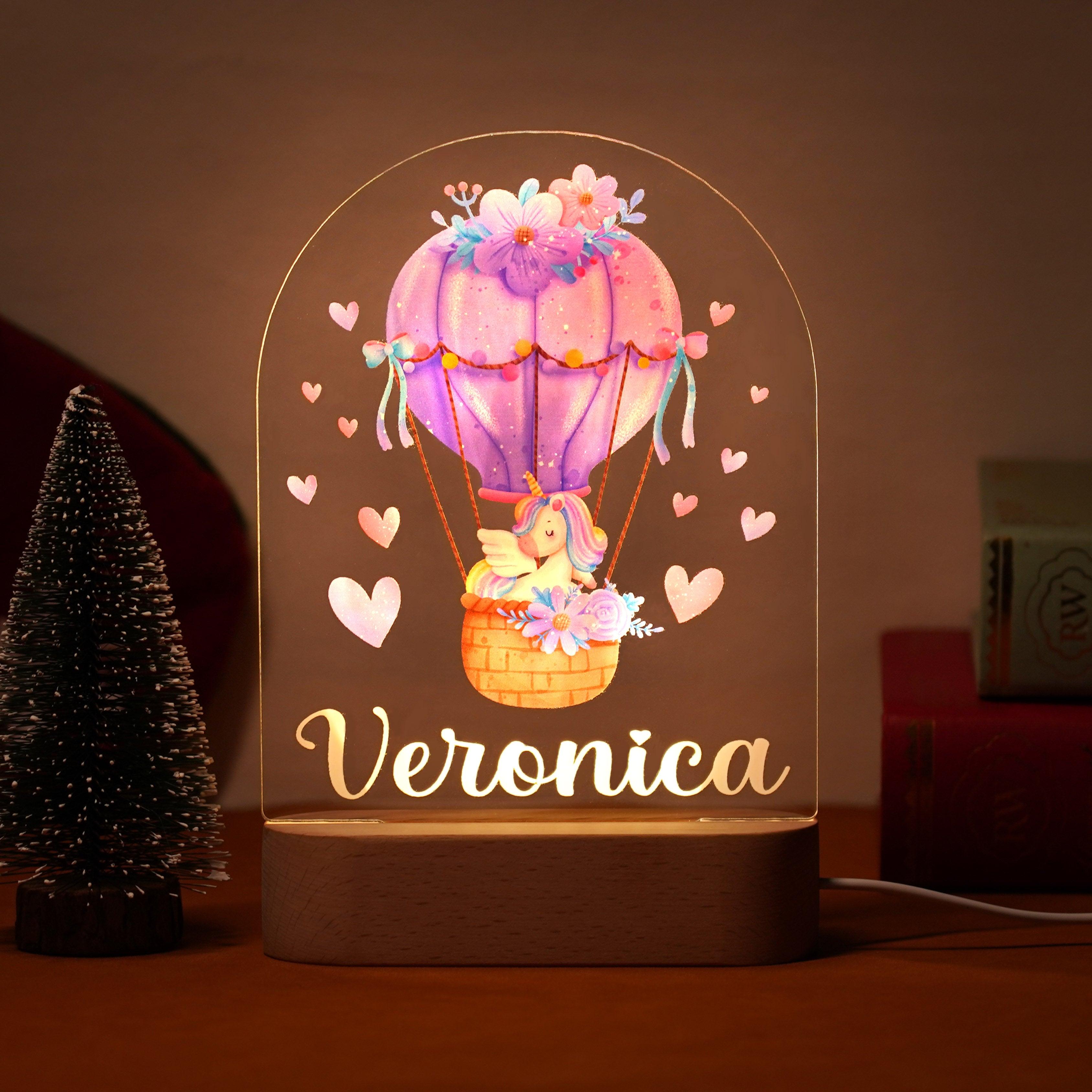 Personalized Rainbow Unicorn Baby Name Night Light