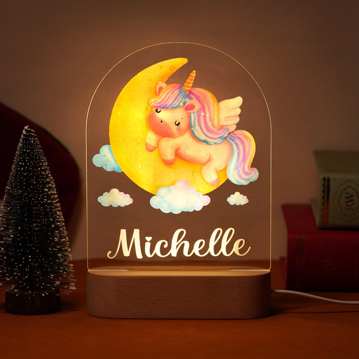Personalized Rainbow Unicorn Baby Name Night Light