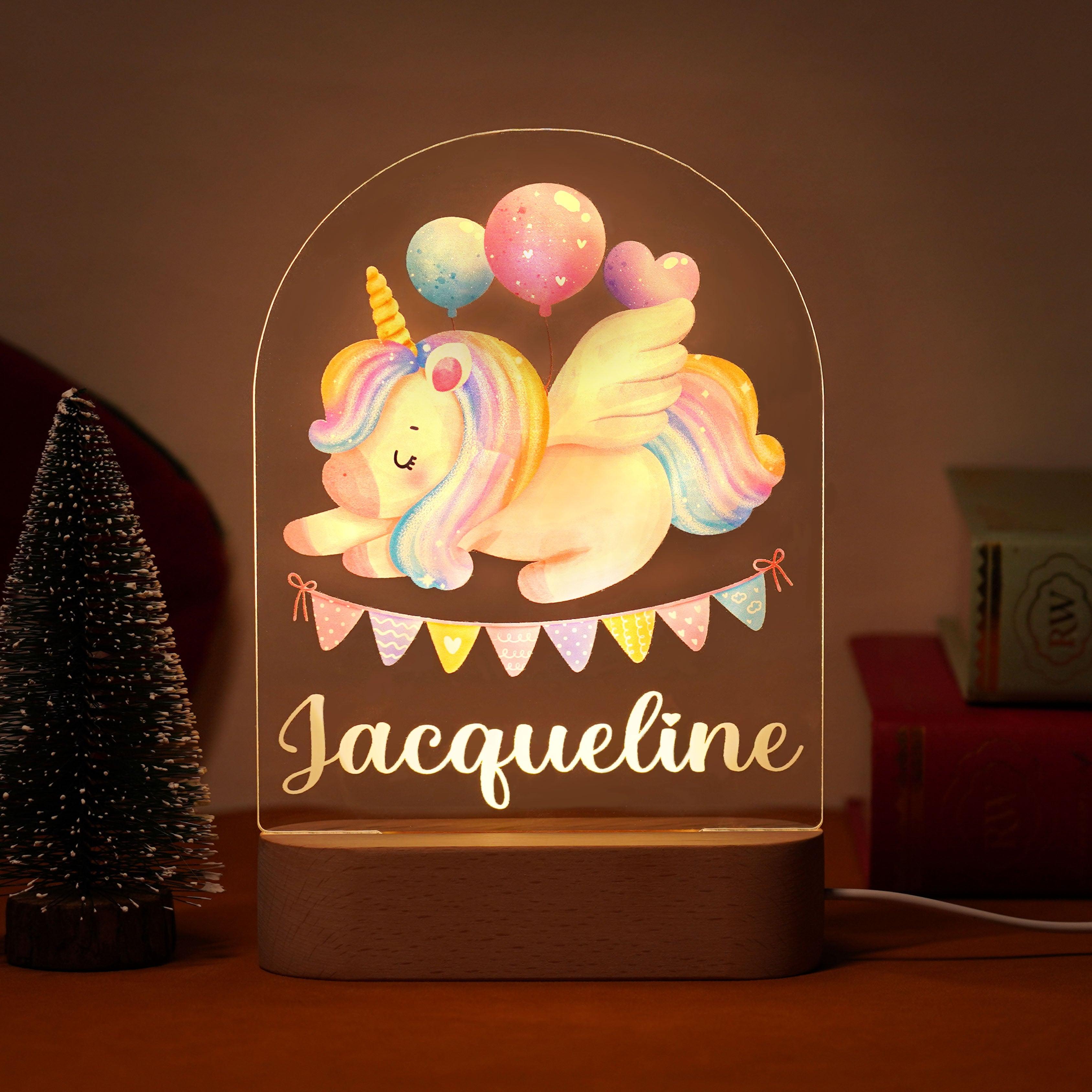 Personalized Rainbow Unicorn Baby Name Night Light