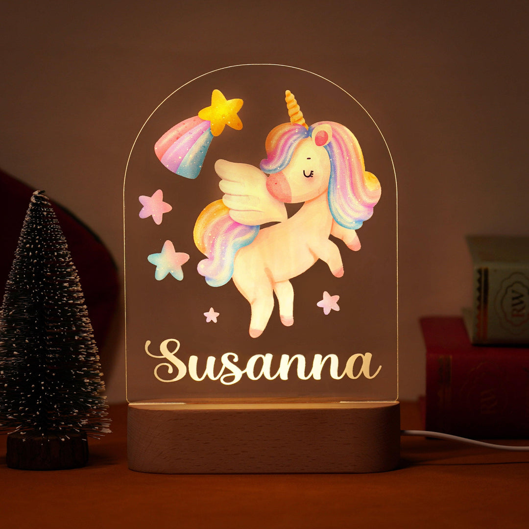 Personalized Rainbow Unicorn Baby Name Night Light
