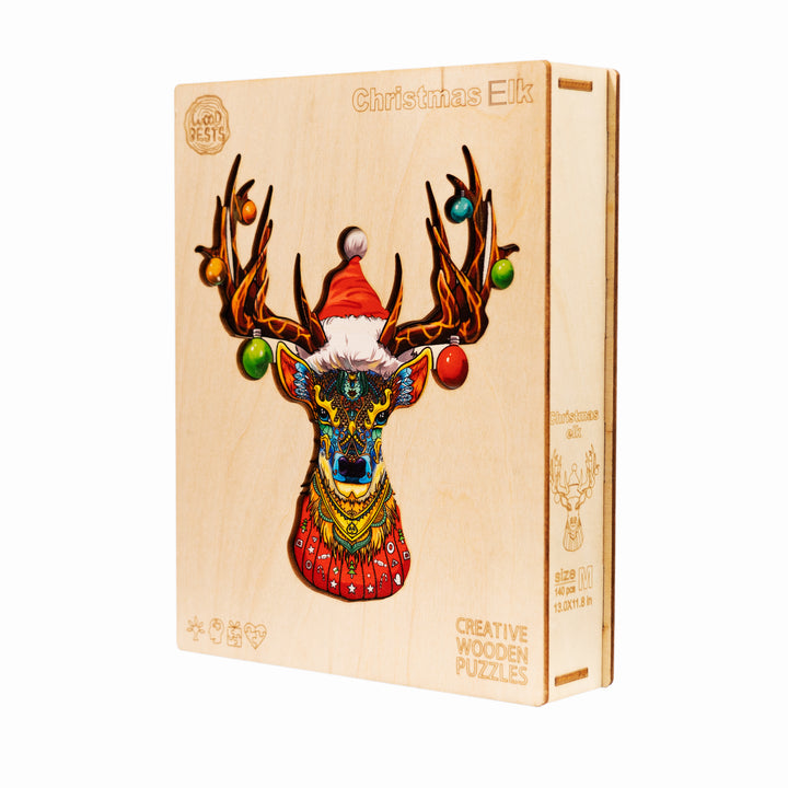 Christmas Elk Wooden Jigsaw Puzzle - Woodbests