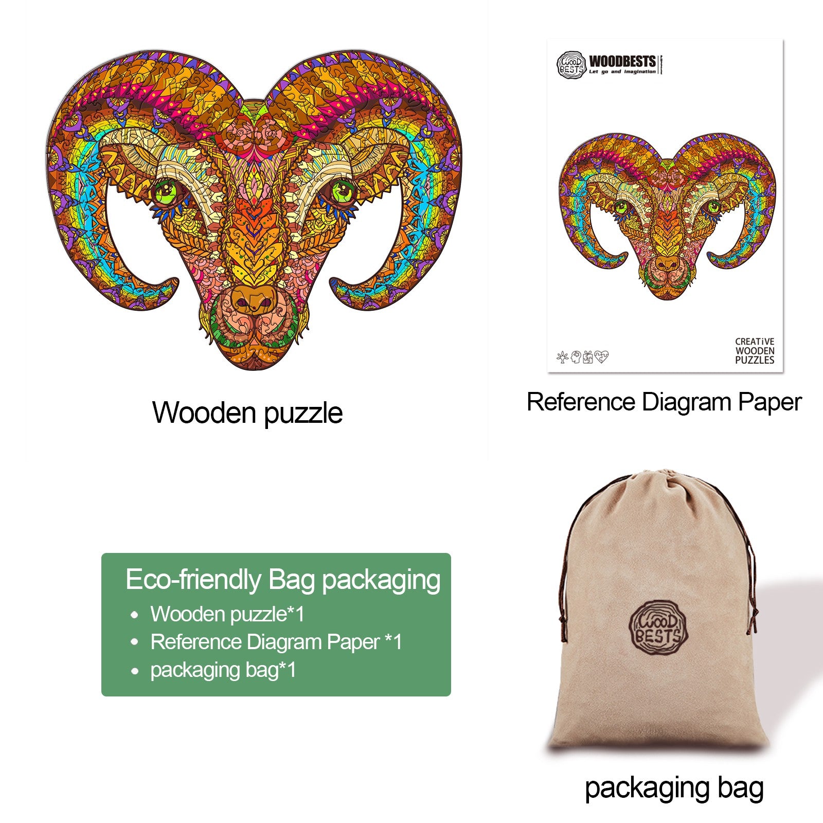 Bighorn Sheep Wooden Jigsaw Puzzle